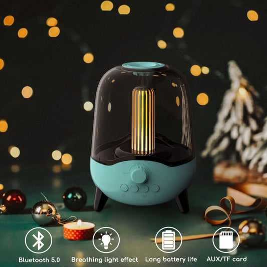 Portable Wireless Bluetooth 5.0 Speaker Flickering Ambient Light Speakers Table Lamp Stereo Sound Indoor Outdoor Night Lights