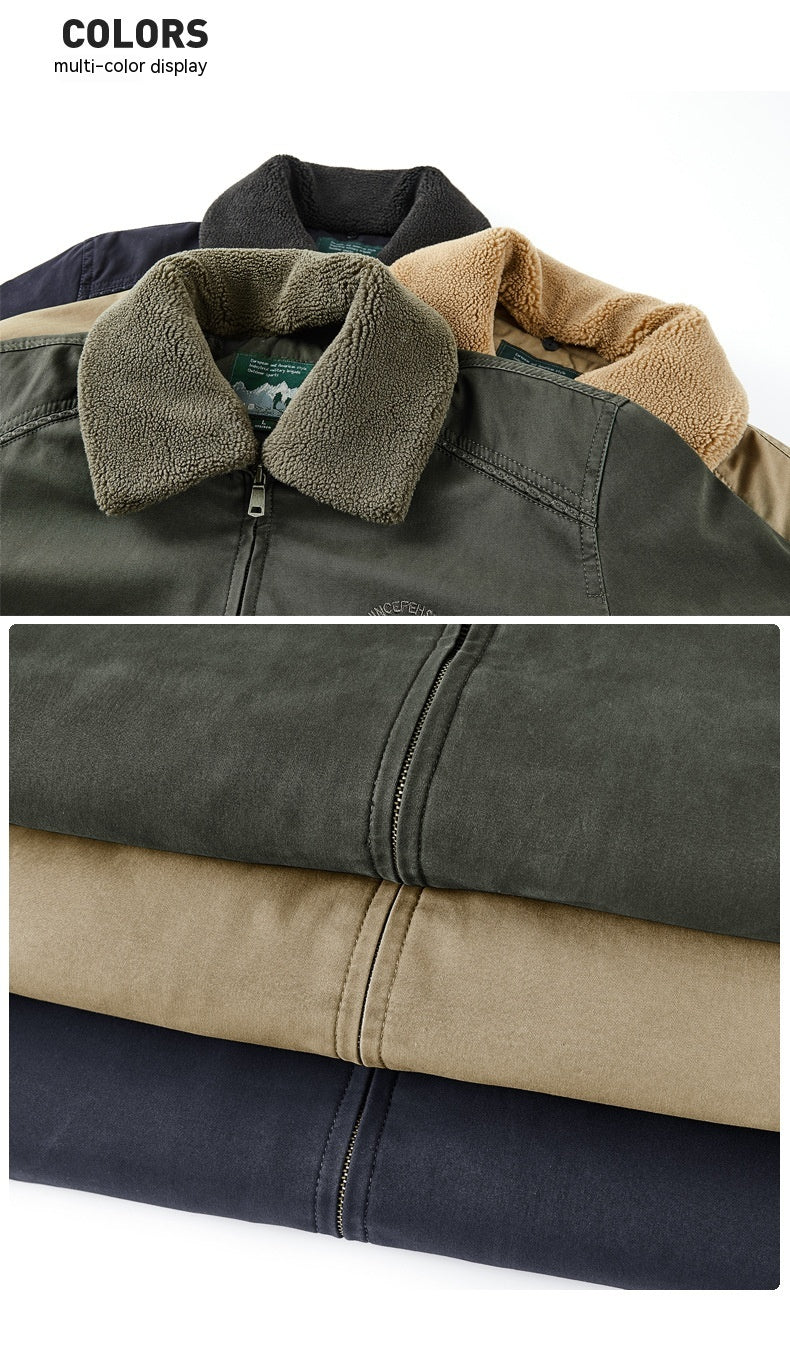 Cotton-padded Coat For Men Fleece-lined Thickened American Workwear