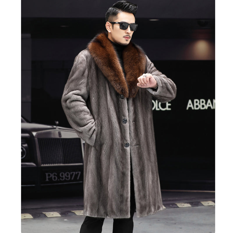 Thick Fur Long Coat Men Autumn Winter New Casual Warm