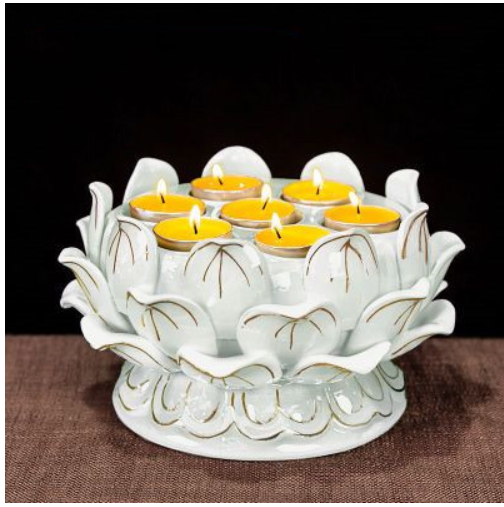 Lotus Butter Lamp Holder Candle Holder Dharma Vessel Dharma Object Ceramic Color