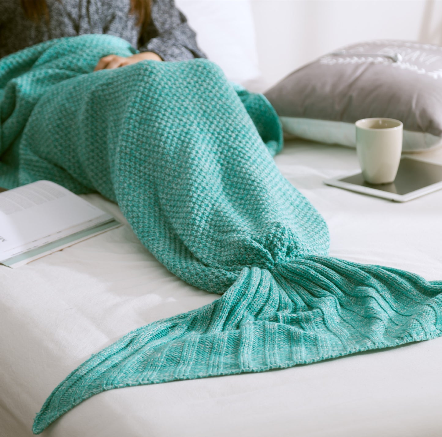 Mermaid Tail Blanket Knitted Crochet for Childern Super Soft Sleeping Blankets