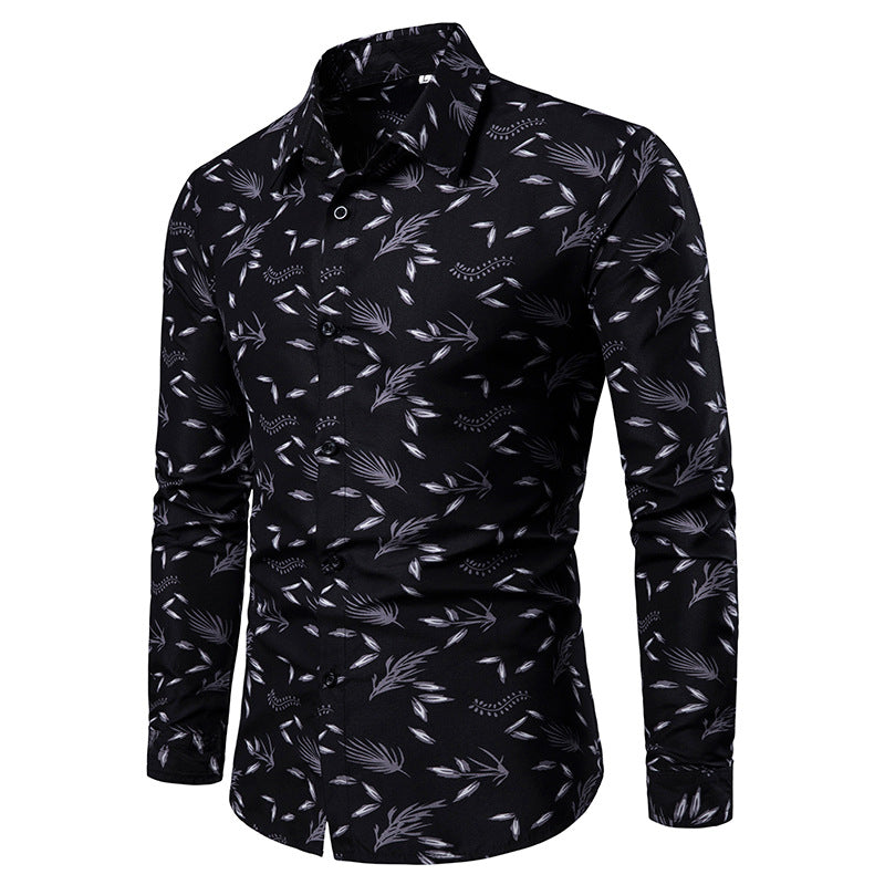 Casual Mens Turn Down Collar Long Sleeve