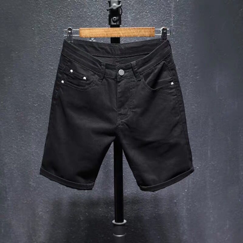 New Arrival Shorts Men Zipper Fly Casual Solid Cotton Summer Hole Elastic Thin Black Mens Homme Boardshorts Beach Regular