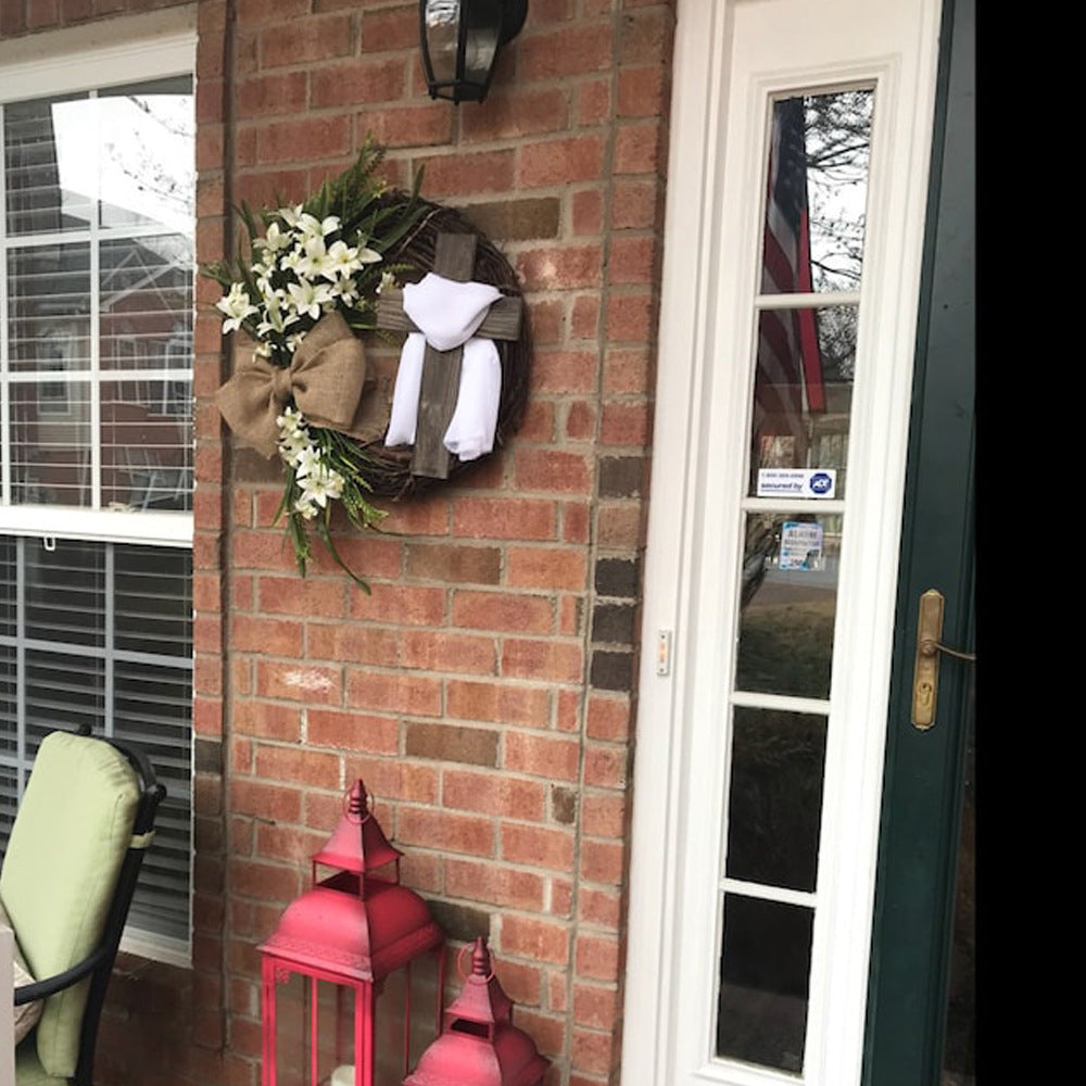 Easter Cross Door With Wreath