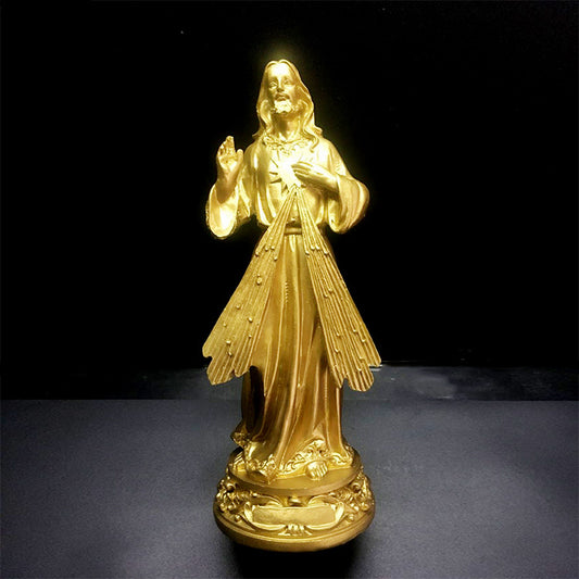 Bright Gold Jesus Mercy Sculpture Catholic