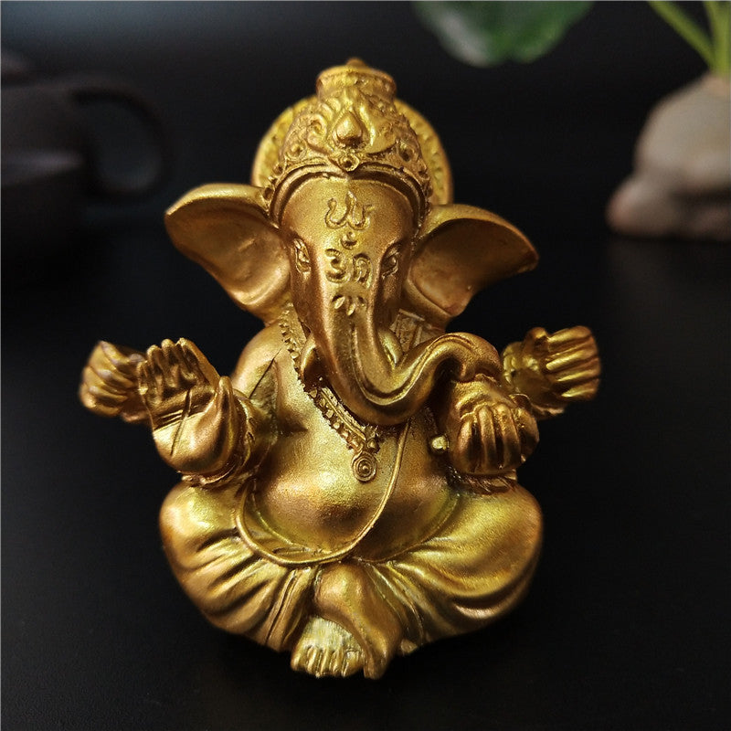 Gold Lord Ganesha Buddha Statue Elephant God Sculptures Gane