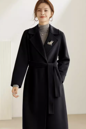 High-end Waisted Woolen Coat Slim-fit Wool Coat