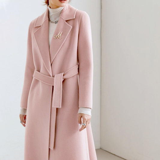 High-end Waisted Woolen Coat Slim-fit Wool Coat