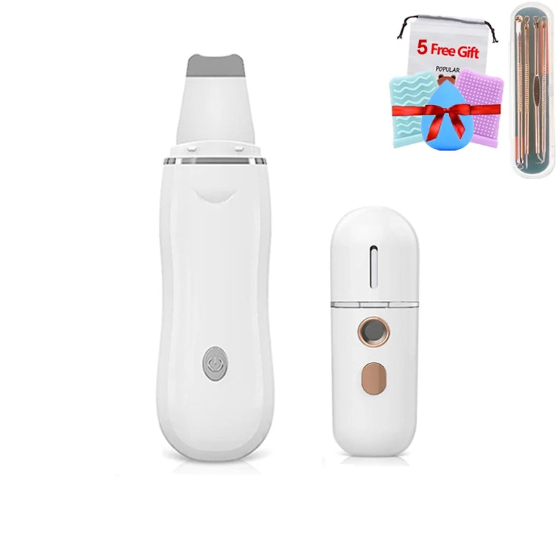 RF EMS LED Mesotherapy Facial Massager Ultrasonic Skin Scrubber Cleaning Blackhead Remover Vacuum Pore Cleaner Face Lifting Kit