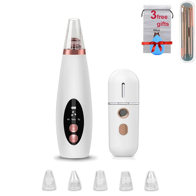 RF EMS LED Mesotherapy Facial Massager Ultrasonic Skin Scrubber Cleaning Blackhead Remover Vacuum Pore Cleaner Face Lifting Kit