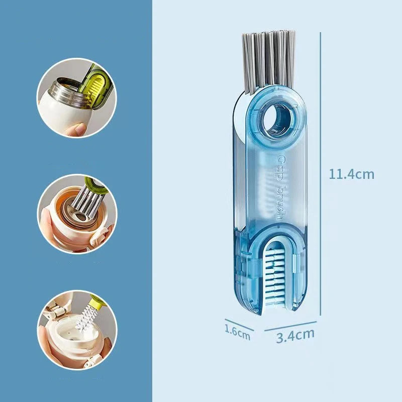 3 In 1 Bottle Gap Cleaner Brush Multifunctional Cup Cleaning Brushes Water Bottles Clean Tool Mini Silicone U-shaped Brush