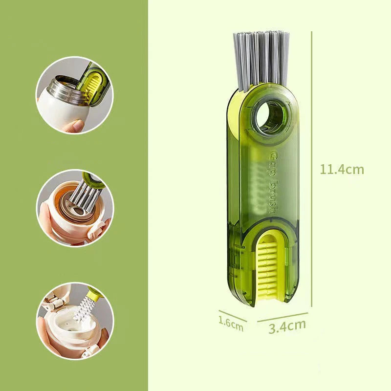 3 In 1 Bottle Gap Cleaner Brush Multifunctional Cup Cleaning Brushes Water Bottles Clean Tool Mini Silicone U-shaped Brush