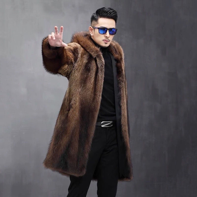 Men's Long Warm Mink Fur Coat