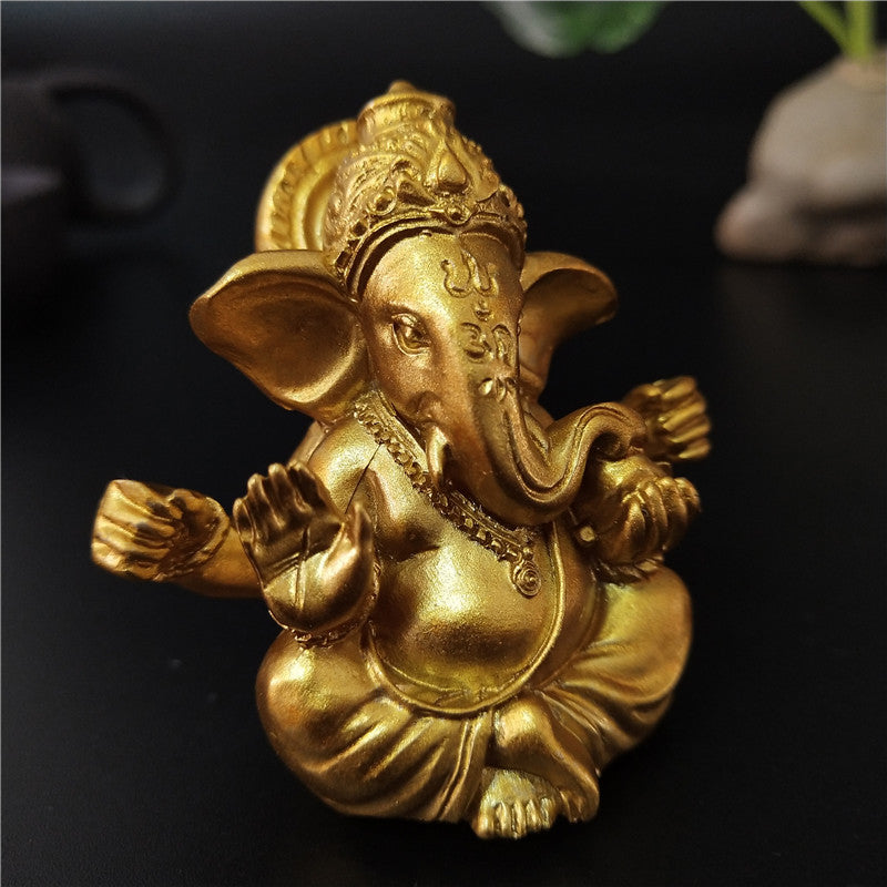 Gold Lord Ganesha Buddha Statue Elephant God Sculptures Gane