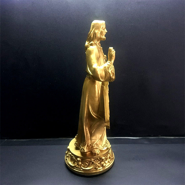 Bright Gold Jesus Mercy Sculpture Catholic