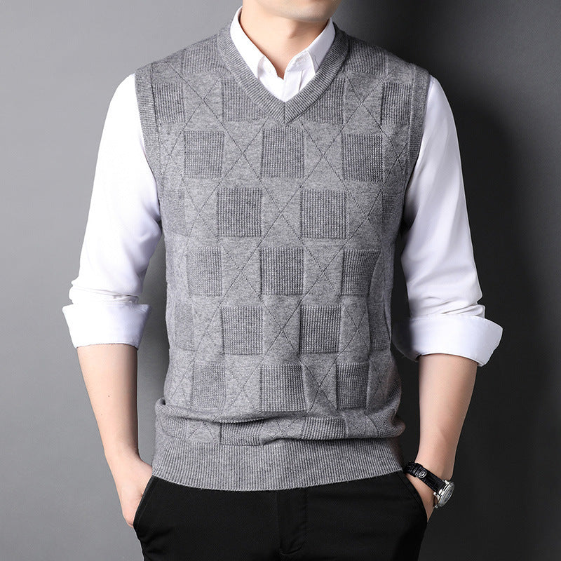 Mens Fashion Solid Colour Jacquard Waistcoat Top