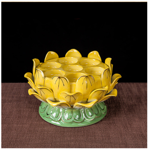 Lotus Butter Lamp Holder Candle Holder Dharma Vessel Dharma Object Ceramic Color