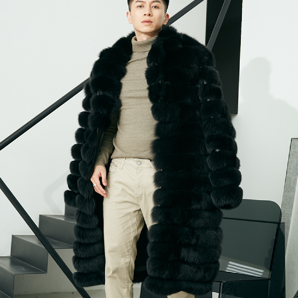 Men's Real Fur Long Fur Coat Winter