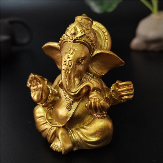 Gold Lord Ganesha Buddha Statue Elephant God Sculptures Gane