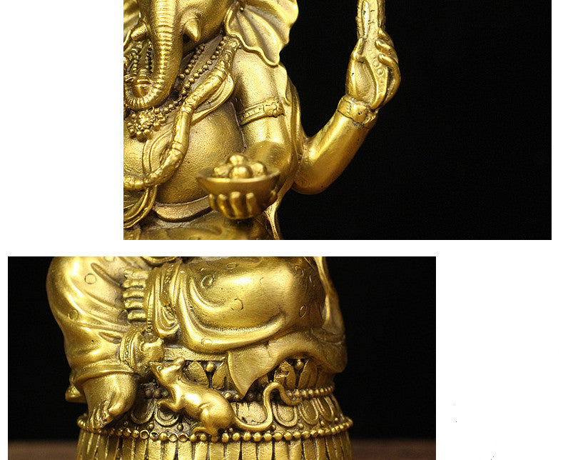 Bronze Elephant Trunk Elephant God Ornament