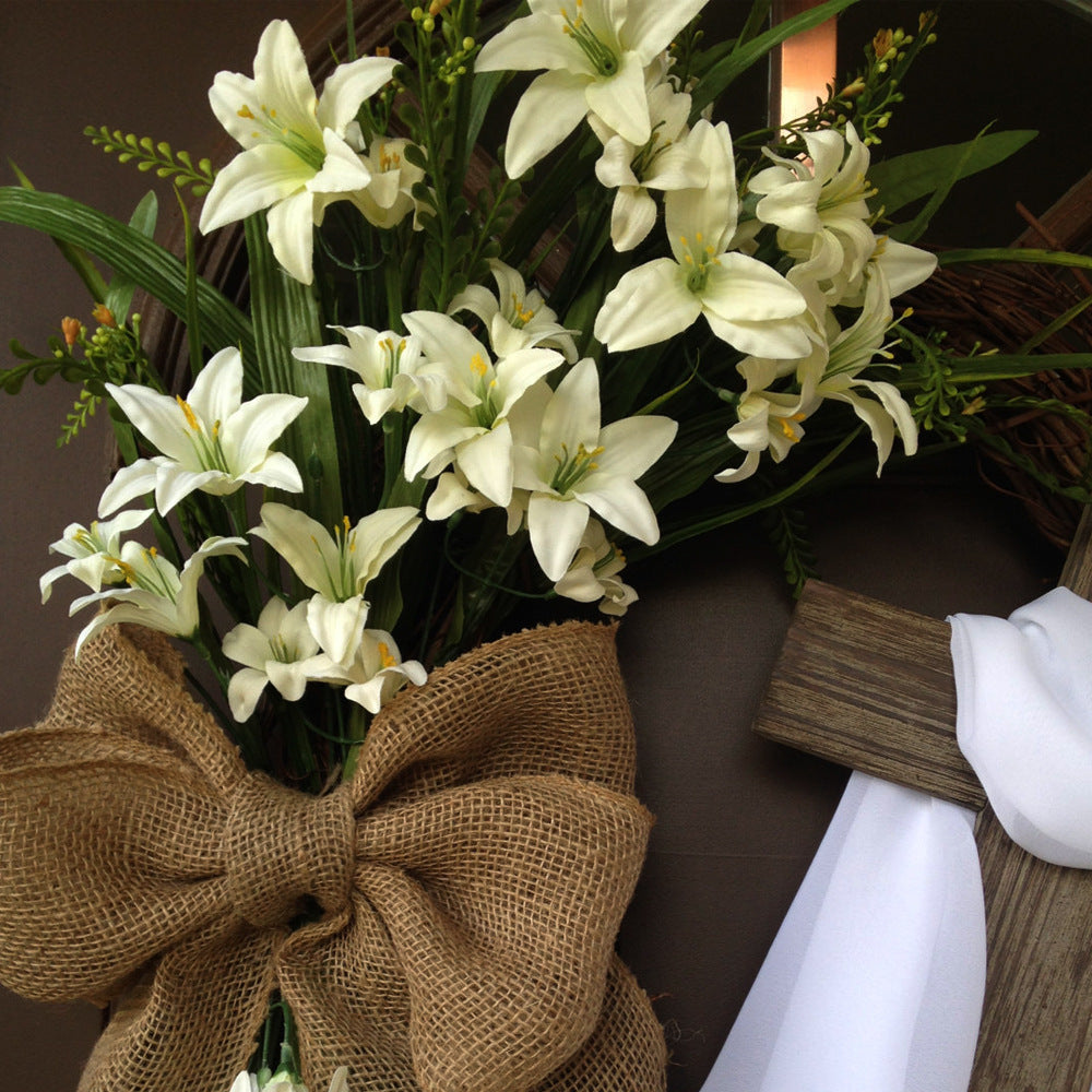 Easter Cross Door With Wreath